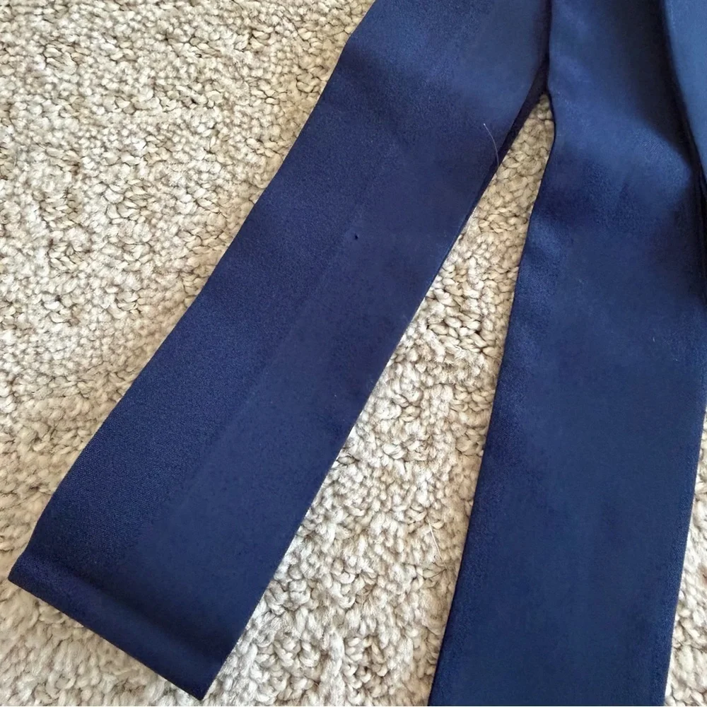 Vintage Blue Thin Slinky Scarf Ascot Necktie Bow Foulard Cravat Y2K Secretary